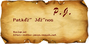 Patkó János névjegykártya